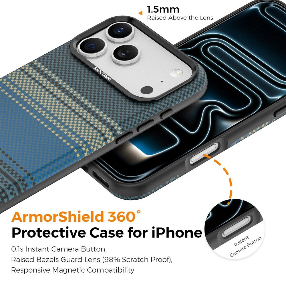 iPhone 18 Pro Max EIDERWOOD Mobilcover m. Mønstret Kunstlæderbagside - MagSafe Kompatibel - Blå