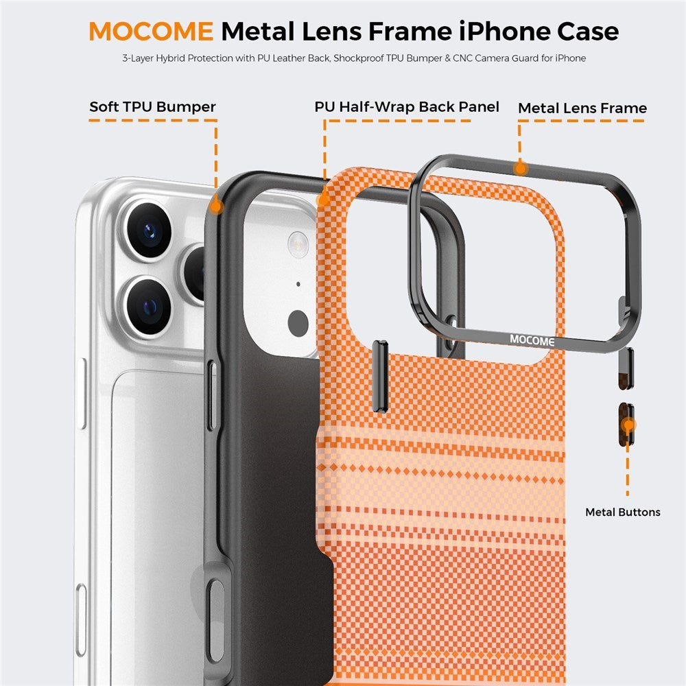 iPhone 18 Pro Max EIDERWOOD Mobilcover m. Mønstret Kunstlæderbagside - MagSafe Kompatibel - Orange
