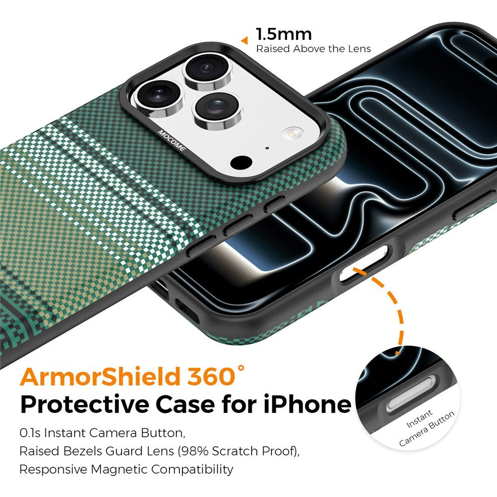 iPhone 18 Pro Max EIDERWOOD Mobilcover m. Mønstret Kunstlæderbagside - MagSafe Kompatibel - Grøn