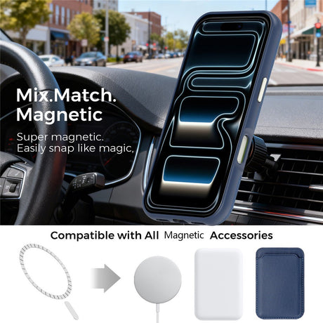 iPhone 18 Pro EIDERWOOD Kunstlæder Cover m. Aftagelig Kortholder - MagSafe Kompatibel - Blå