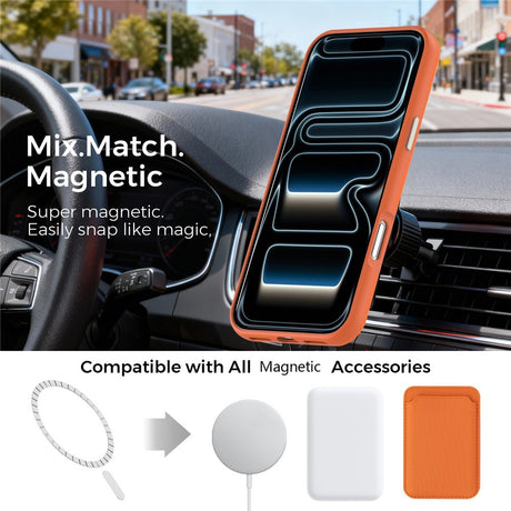 iPhone 18 Pro Max EIDERWOOD Kunstlæder Cover m. Aftagelig Kortholder - MagSafe Kompatibel - Orange