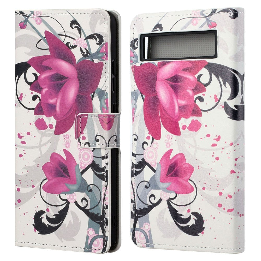 Google Pixel 7A Leather Flip Cover m. Lommebok- og stativfunksjon - Lotus