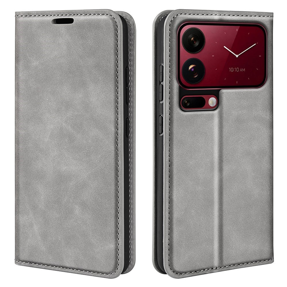 EIDERWOOD Xiaomi 18 Pro Max Kunstlæder Flip Cover med Ståfunktion og Kortholder - Grå