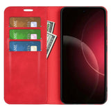 EIDERWOOD Xiaomi 18 Pro Kunstlæder Flip Cover med Ståfunktion og Kortholder - Rød