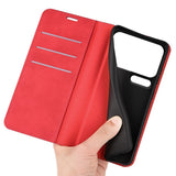 EIDERWOOD Xiaomi 18 Pro Kunstlæder Flip Cover med Ståfunktion og Kortholder - Rød