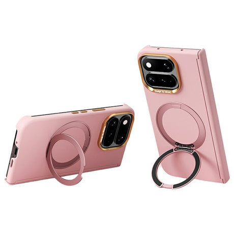 Google Pixel 11 Pro Fold ABEEL Hårdt Soft-Touch Plast Bagside Cover m. Kickstand - MagSafe Kompatibel - Lyserød