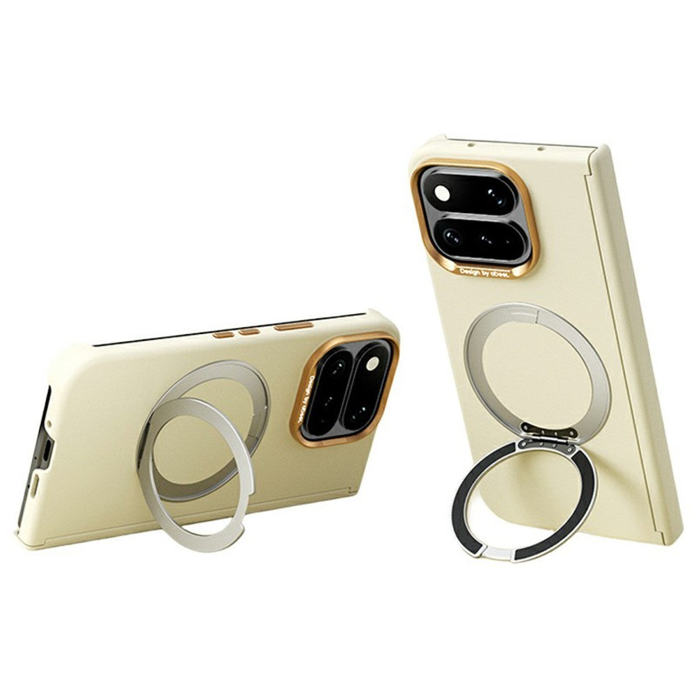 Google Pixel 11 Pro Fold ABEEL Hårdt Soft-Touch Plast Bagside Cover m. Kickstand - MagSafe Kompatibel - Gul