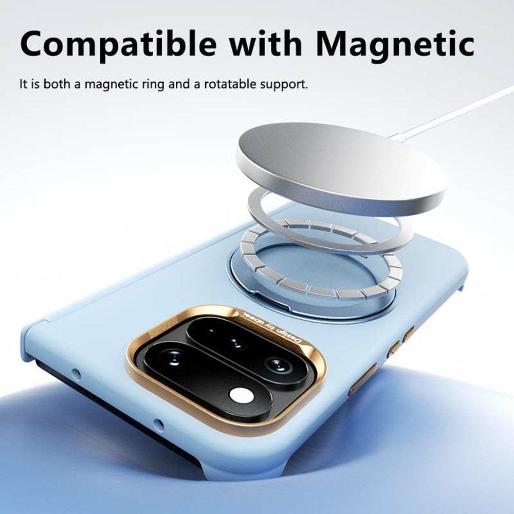 Google Pixel 11 Pro Fold ABEEL Hårdt Soft-Touch Plast Bagside Cover m. Kickstand - MagSafe Kompatibel - Gul