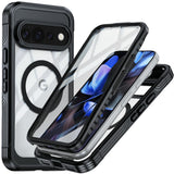 Google Pixel 11 Pro XL Stødabsorberende Mobilcover m. Indbygget Skærmbeskyttelse - Gennemsigtig / Sort