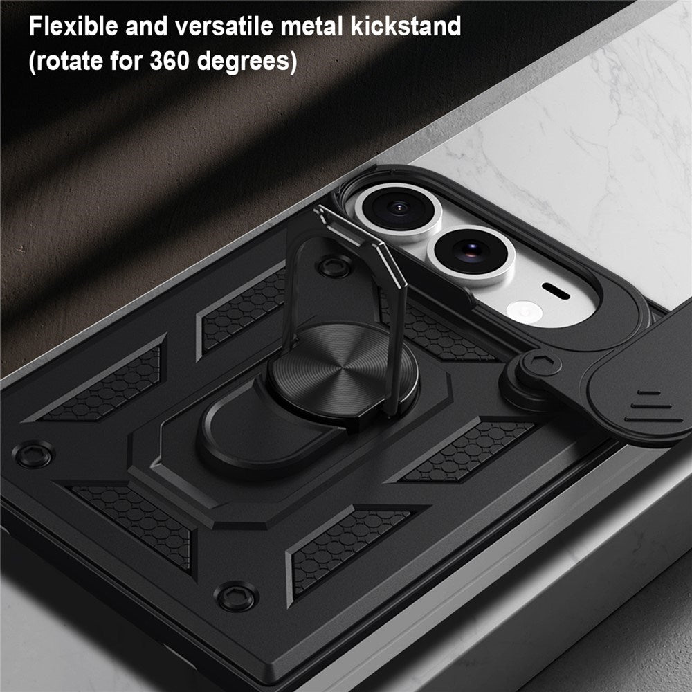 EIDERWOOD iPhone Fold Hybrid Håndværker Cover med Ståfunktion & Cam Slider - Sølv