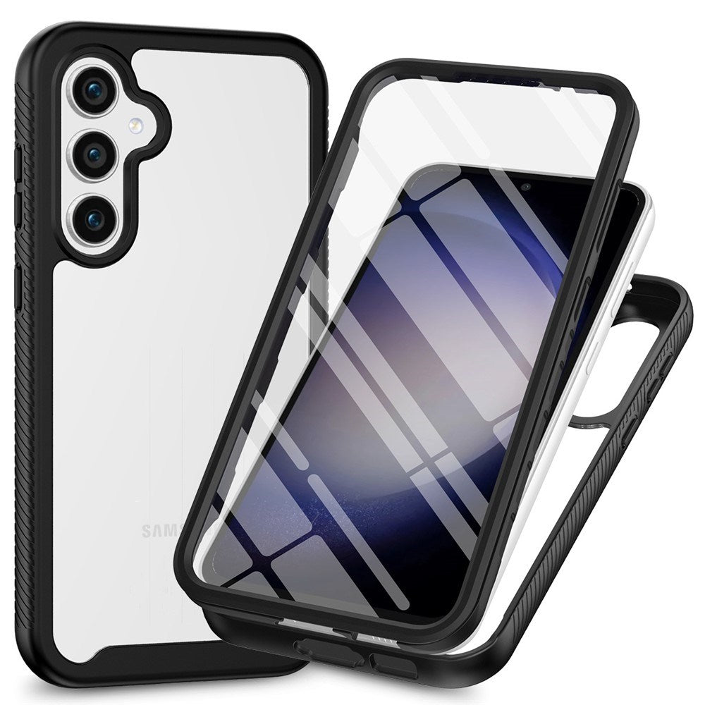 EIDERWOOD Samsung Galaxy S26 FE / S25 FE Hybrid Mobil Cover med Indbygget Skærmbeskyttelse - Gennemsigtig / Sort
