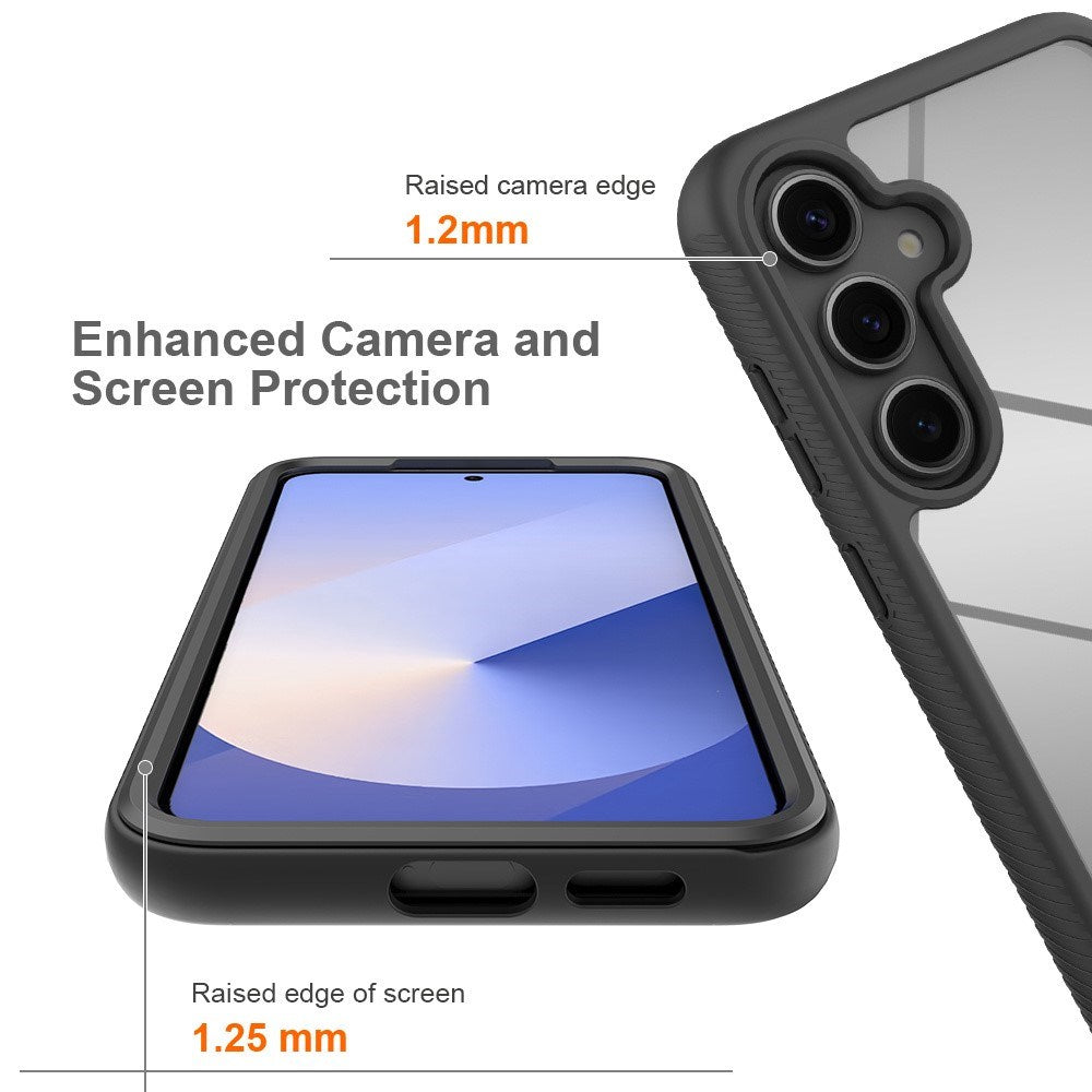 EIDERWOOD Samsung Galaxy S26 FE / S25 FE Hybrid Mobil Cover med Indbygget Skærmbeskyttelse - Gennemsigtig / Sort