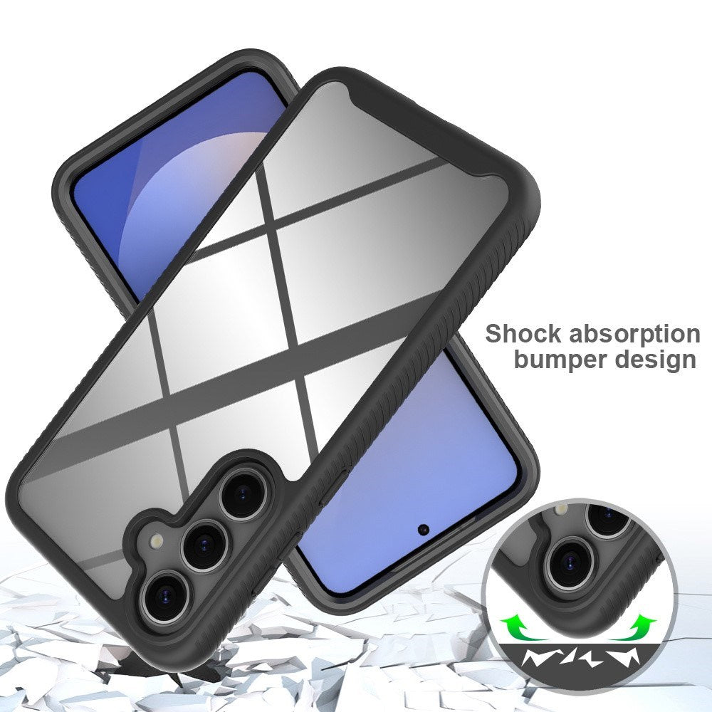 EIDERWOOD Samsung Galaxy S26 FE / S25 FE Hybrid Mobil Cover med Indbygget Skærmbeskyttelse - Gennemsigtig / Sort