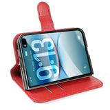 iPhone Fold EIDERWOOD Kunstlæder Flip Cover m. Kortholder - Rød