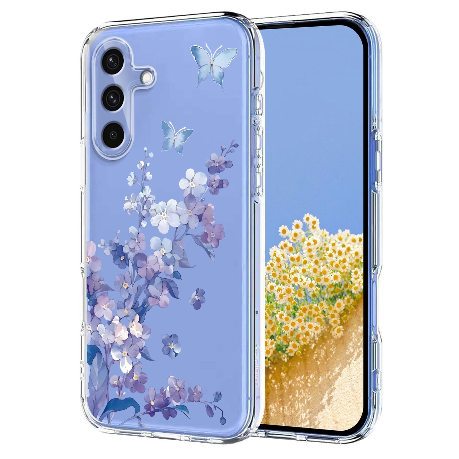 EIDERWOOD Samsung Galaxy S26 FE Fleksibel Plastik Mobil Cover m. Blomstermotiv - Gennemsigtig / Violer