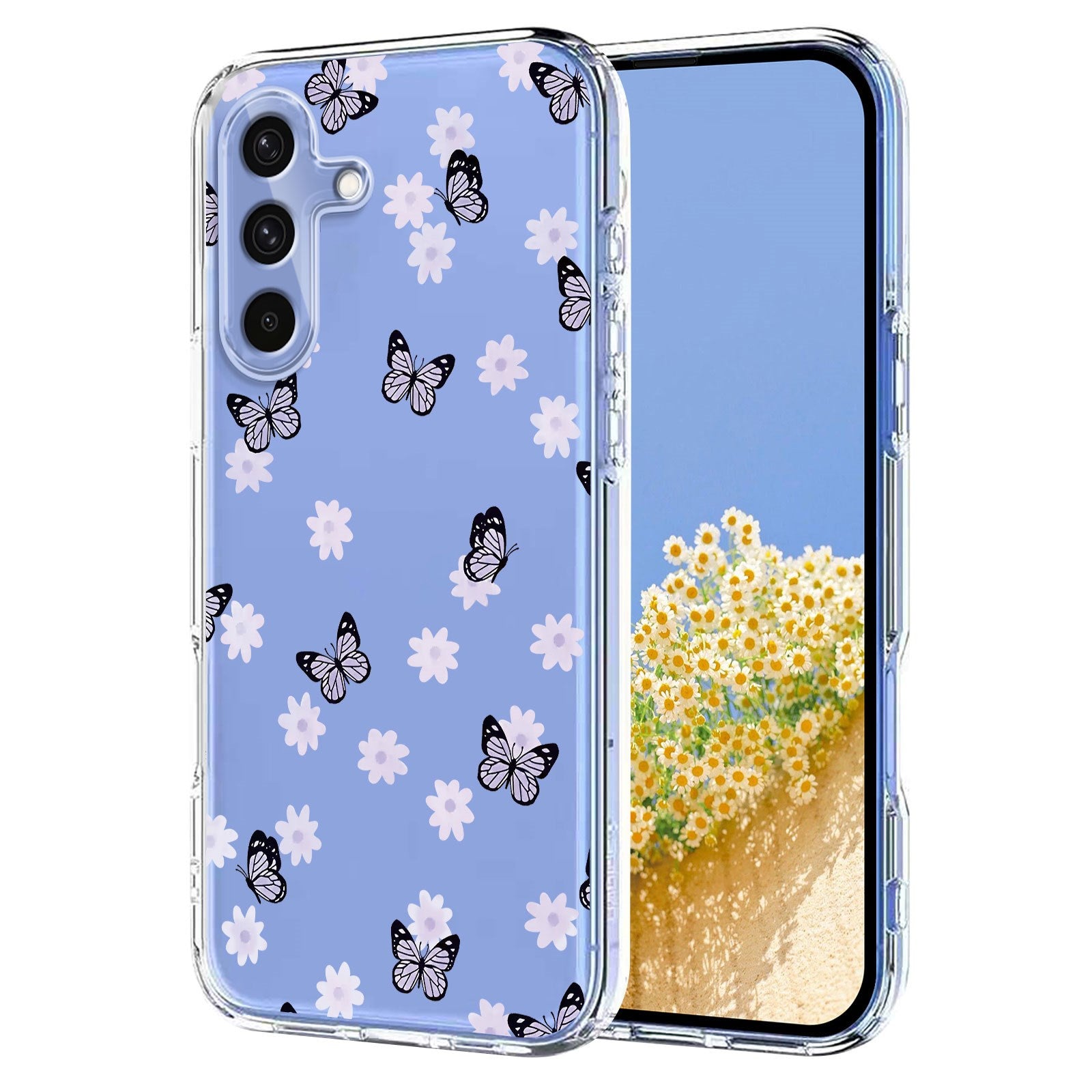 EIDERWOOD Samsung Galaxy S26 FE Fleksibel Plastik Mobil Cover m. Blomstermotiv - Gennemsigtig / Sommerfugle