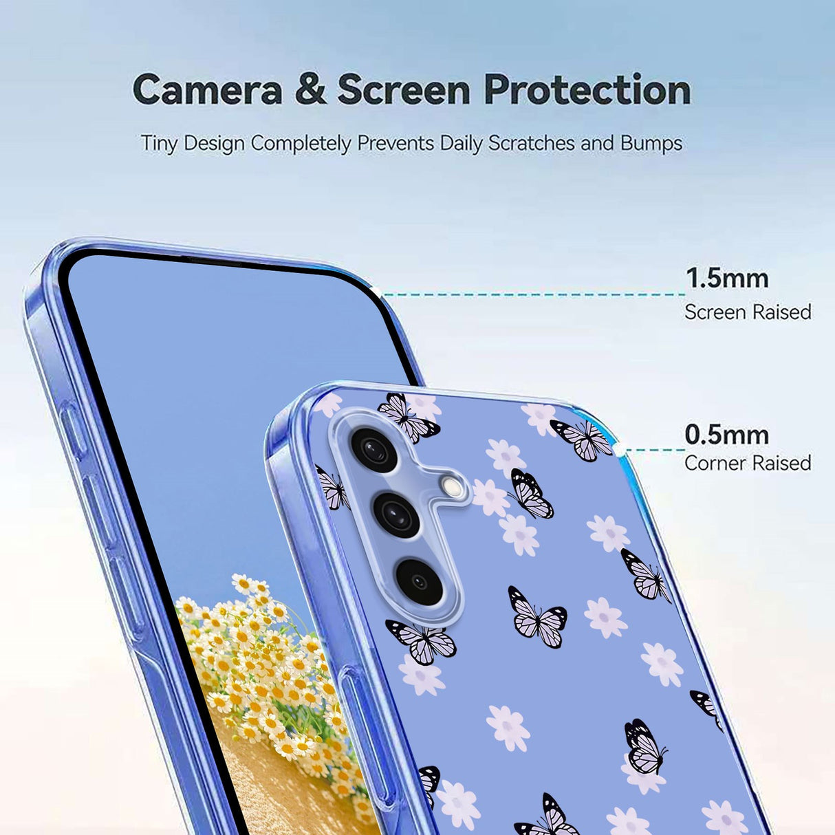 EIDERWOOD Samsung Galaxy S26 FE Fleksibel Plastik Mobil Cover m. Blomstermotiv - Gennemsigtig / Sommerfugle