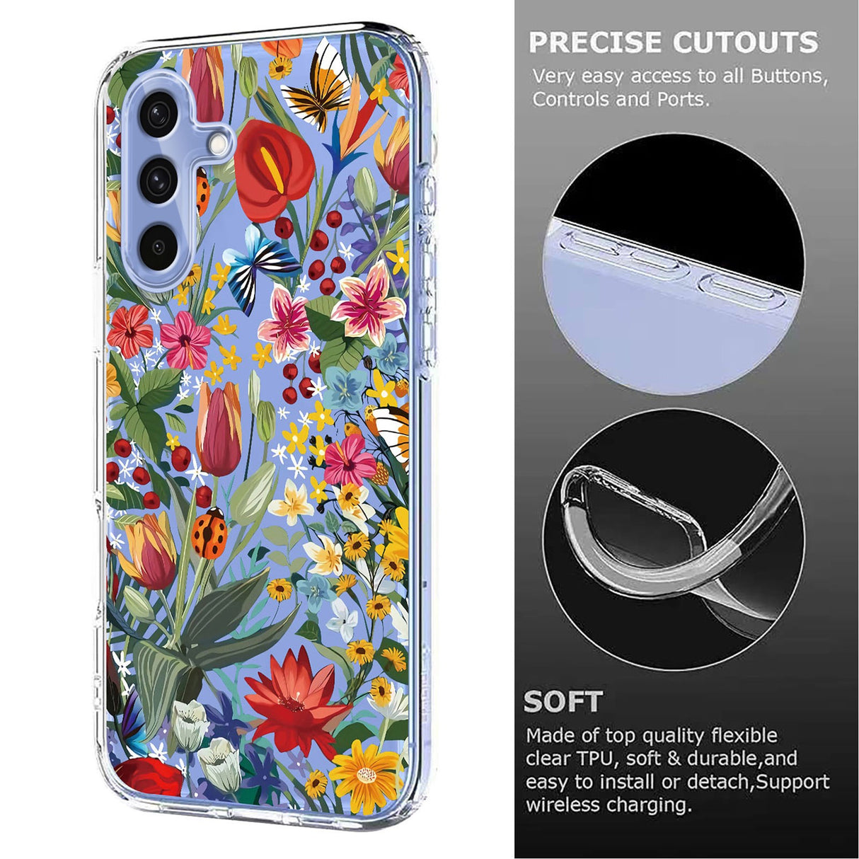 EIDERWOOD Samsung Galaxy S26 FE Fleksibel Plastik Mobil Cover m. Blomstermotiv - Gennemsigtig / Liljer