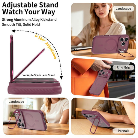 iPhone 18 Pro / 17 Pro Hybrid Plast Bagside Cover m. Stødabsorberende Kanter & Kickstand - MagSafe Kompatibel - Rød