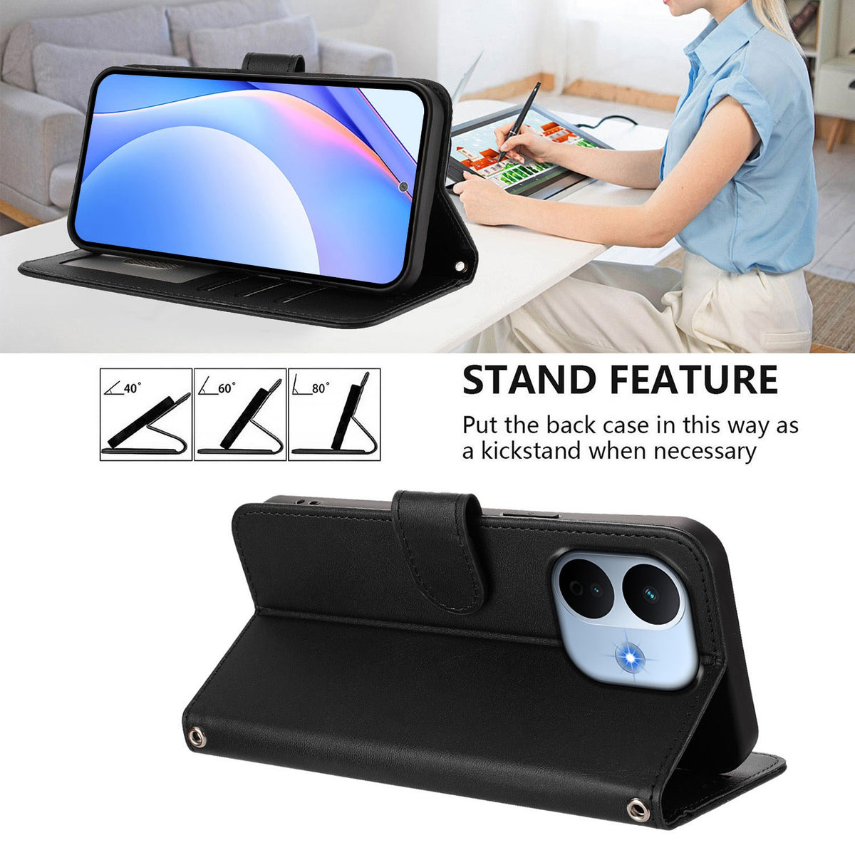 Xiaomi Redmi Note 17 Pro Max (5G) EIDERWOOD Kunstlæder Flip Cover - Sort