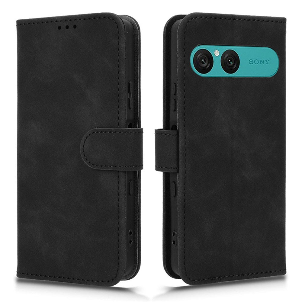 EIDERWOOD Sony Xperia 10 VIII Kuntslæder Flip Cover med Ståfunktion og Pung - Sort