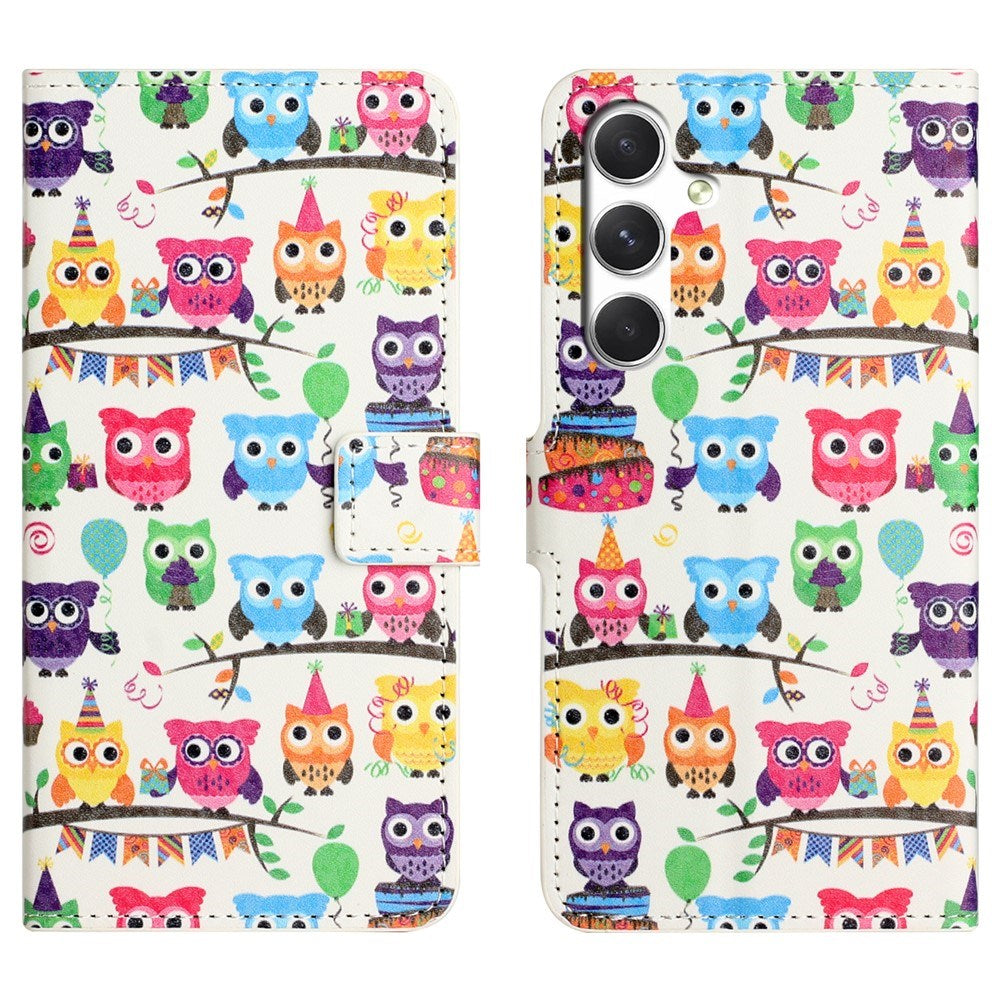 EIDERWOOD Samsung Galaxy S26 FE Flip Mobil Cover inkl. Pung og Ståfunktion - Ugler