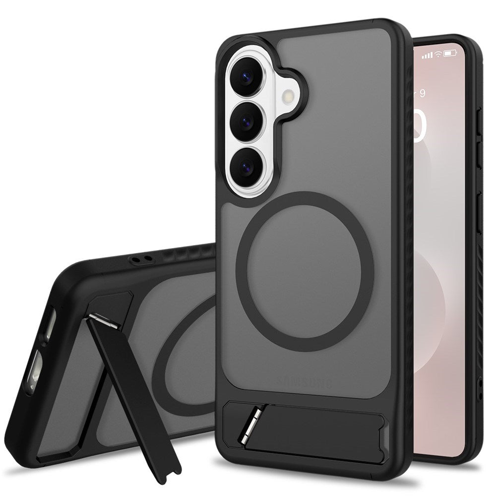 EIDERWOOD Samsung Galaxy S26 FE / S25 Hybrid Plastik Cover m. Kickstand - MagSafe Kompatibel - Sort