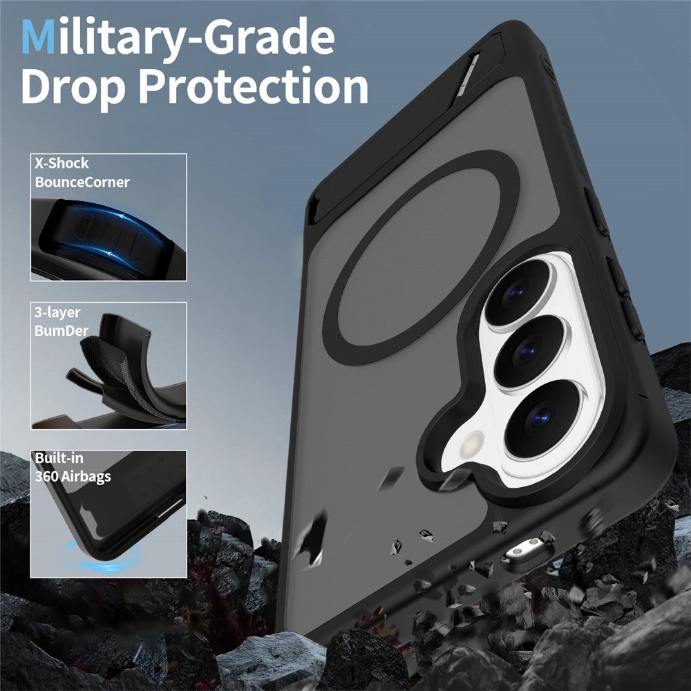 EIDERWOOD Samsung Galaxy S26 FE / S25 Hybrid Plastik Cover m. Kickstand - MagSafe Kompatibel - Sort