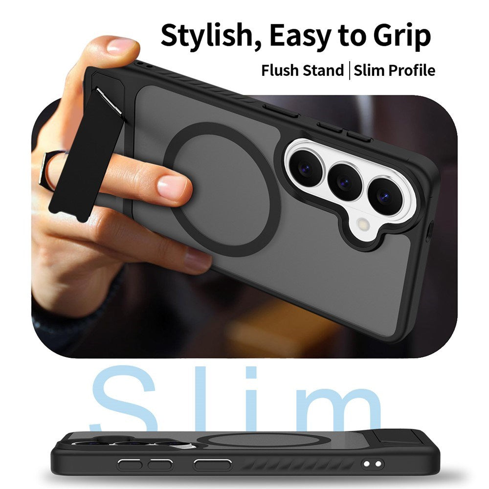 EIDERWOOD Samsung Galaxy S26 FE / S25 Hybrid Plastik Cover m. Kickstand - MagSafe Kompatibel - Sort