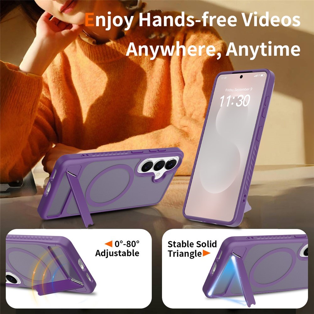 EIDERWOOD Samsung Galaxy S26 FE / S25 Hybrid Plastik Cover m. Kickstand - MagSafe Kompatibel - Lilla