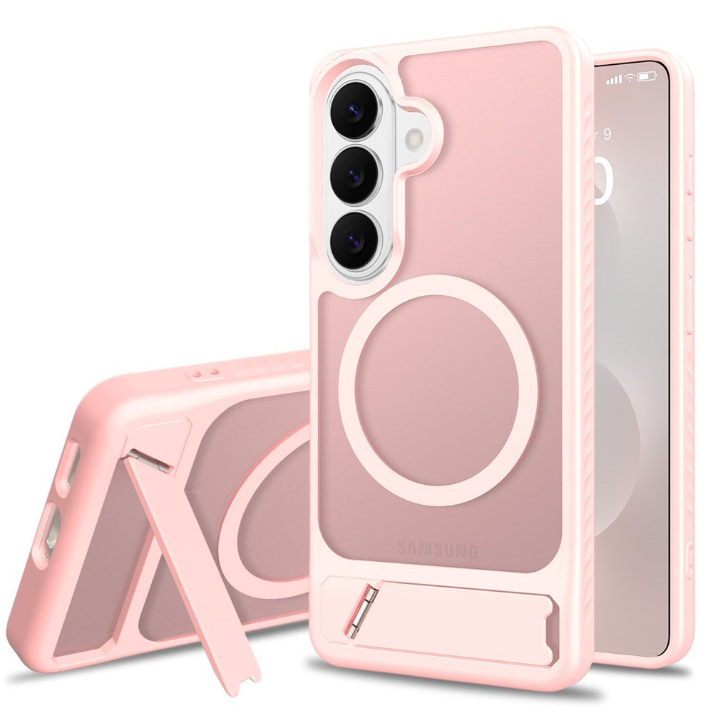 EIDERWOOD Samsung Galaxy S26 FE / S25 Hybrid Plastik Cover m. Kickstand - MagSafe Kompatibel - Lyserød