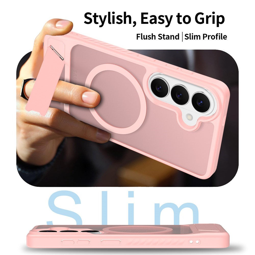 EIDERWOOD Samsung Galaxy S26 FE / S25 Hybrid Plastik Cover m. Kickstand - MagSafe Kompatibel - Lyserød