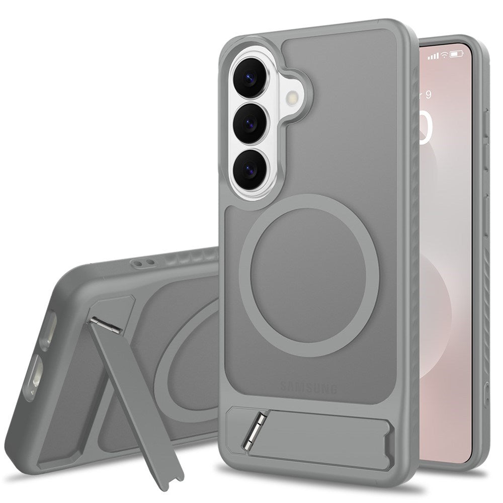 EIDERWOOD Samsung Galaxy S26 FE / S25 Hybrid Plastik Cover m. Kickstand - MagSafe Kompatibel - Grå