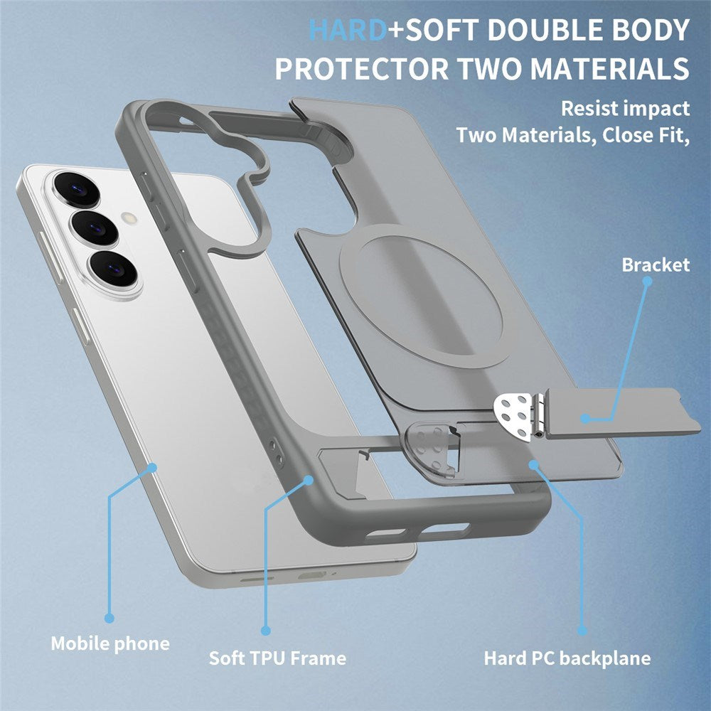 EIDERWOOD Samsung Galaxy S26 FE / S25 Hybrid Plastik Cover m. Kickstand - MagSafe Kompatibel - Grå