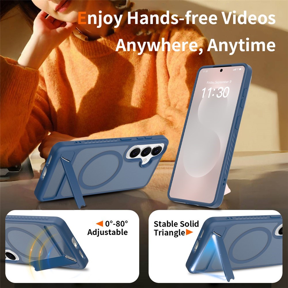 EIDERWOOD Samsung Galaxy S26 FE / S25 Hybrid Plastik Cover m. Kickstand - MagSafe Kompatibel - Blå