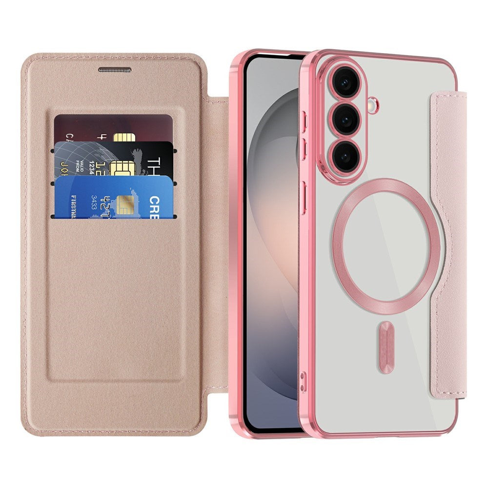 EIDERWOOD Samsung Galaxy S26 FE Flip Mobil Cover m. RFID Blokering og Kameralinsebeskyttelse - Lyserød / Gennemsigtig