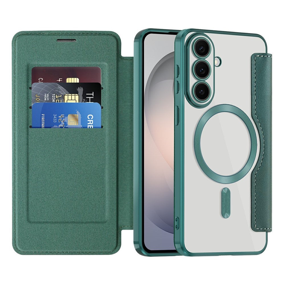 EIDERWOOD Samsung Galaxy S26 FE Flip Mobil Cover m. RFID Blokering og Kameralinsebeskyttelse - Grøn / Gennemsigtig
