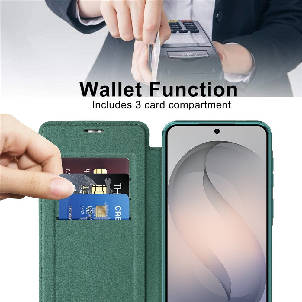 EIDERWOOD Samsung Galaxy S26 FE Flip Mobil Cover m. RFID Blokering og Kameralinsebeskyttelse - Grøn / Gennemsigtig