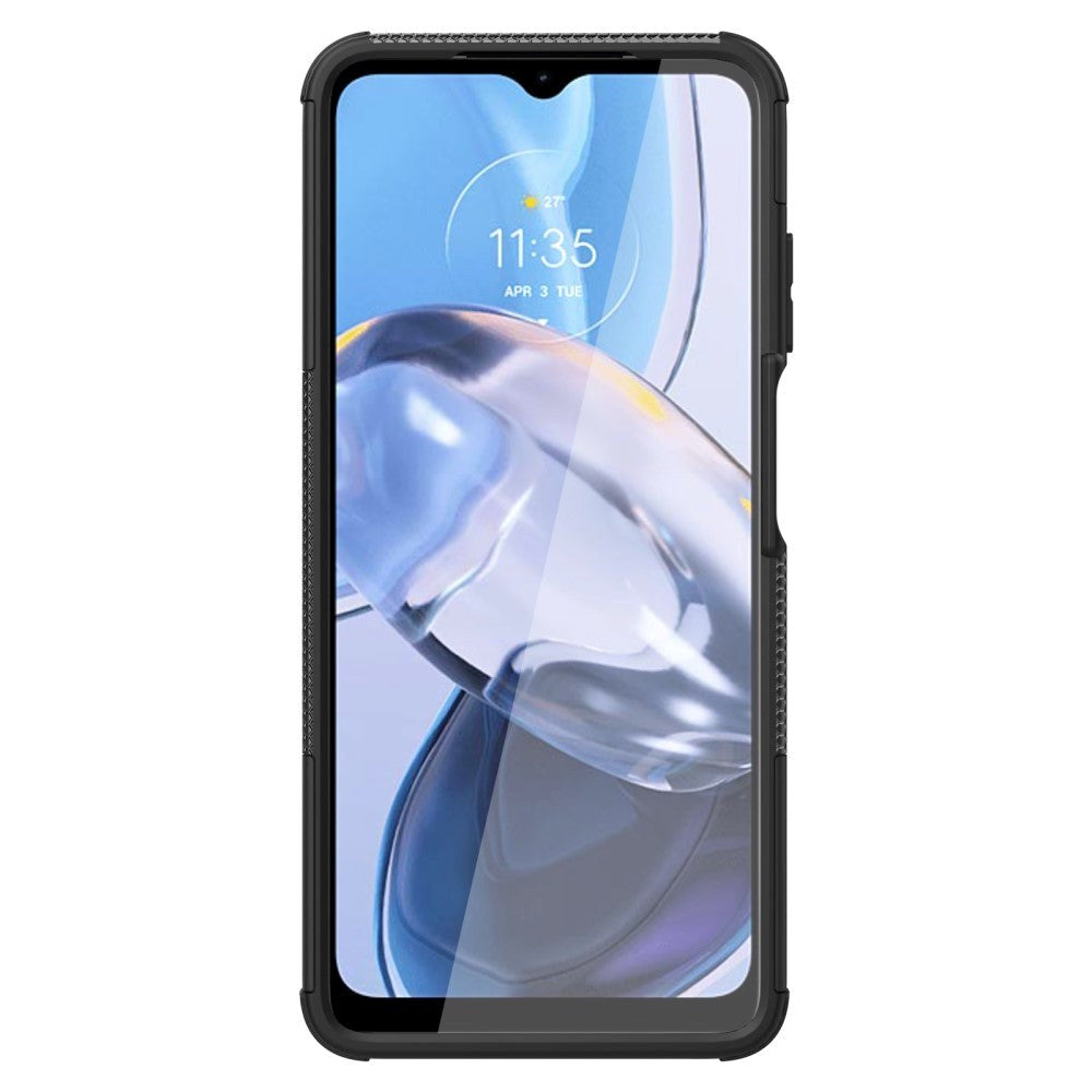 Motorola Moto E22 Cool Tire Craftsman Bakdeksel m. Stativ - Svart