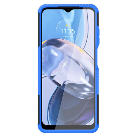 Motorola Moto E22 Cool Tire Craftsman Bakdeksel m. Stativ - Svart / Blå