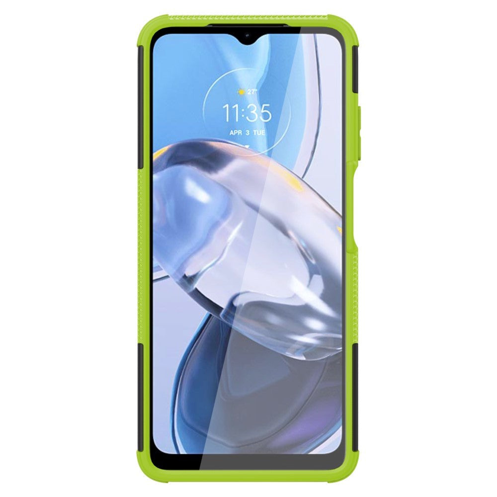 Motorola Moto E22 Cool Tire Craftsman Bakdeksel m. Stativ - Sort / Grønn