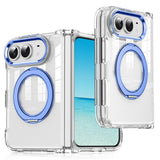 EIDERWOOD iPhone Fold Hybrid Cover med Ståfunktion - MagSafe Kompatibel - Gennemsigtig / Blå