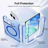 EIDERWOOD iPhone Fold Hybrid Mobil Cover m. Skærmbeskyttelsesglas - MagSafe Kompatibel - Gennemsigtig / Blå