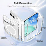 EIDERWOOD iPhone Fold Hybrid Mobil Cover m. Skærmbeskyttelsesglas - MagSafe Kompatibel - Gennemsigtig / Hvid