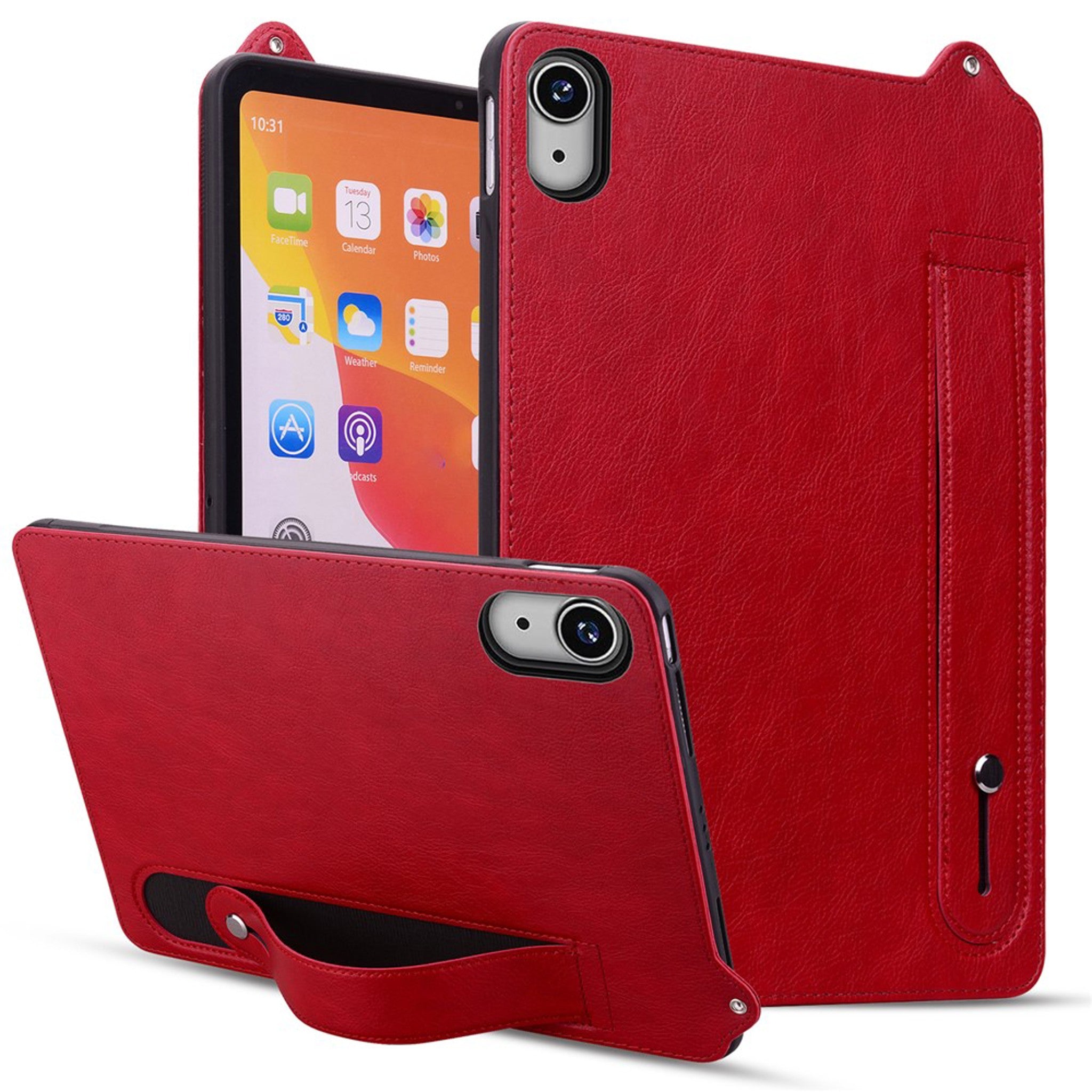 iPad Mini (2026) 8. Gen. EIDERWOOD Kunstlæder Bagside Cover m. Strop - Rød