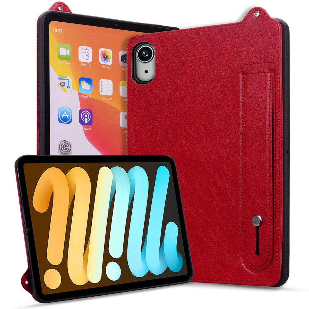 iPad Mini (2026) 8. Gen. EIDERWOOD Kunstlæder Bagside Cover m. Strop - Rød