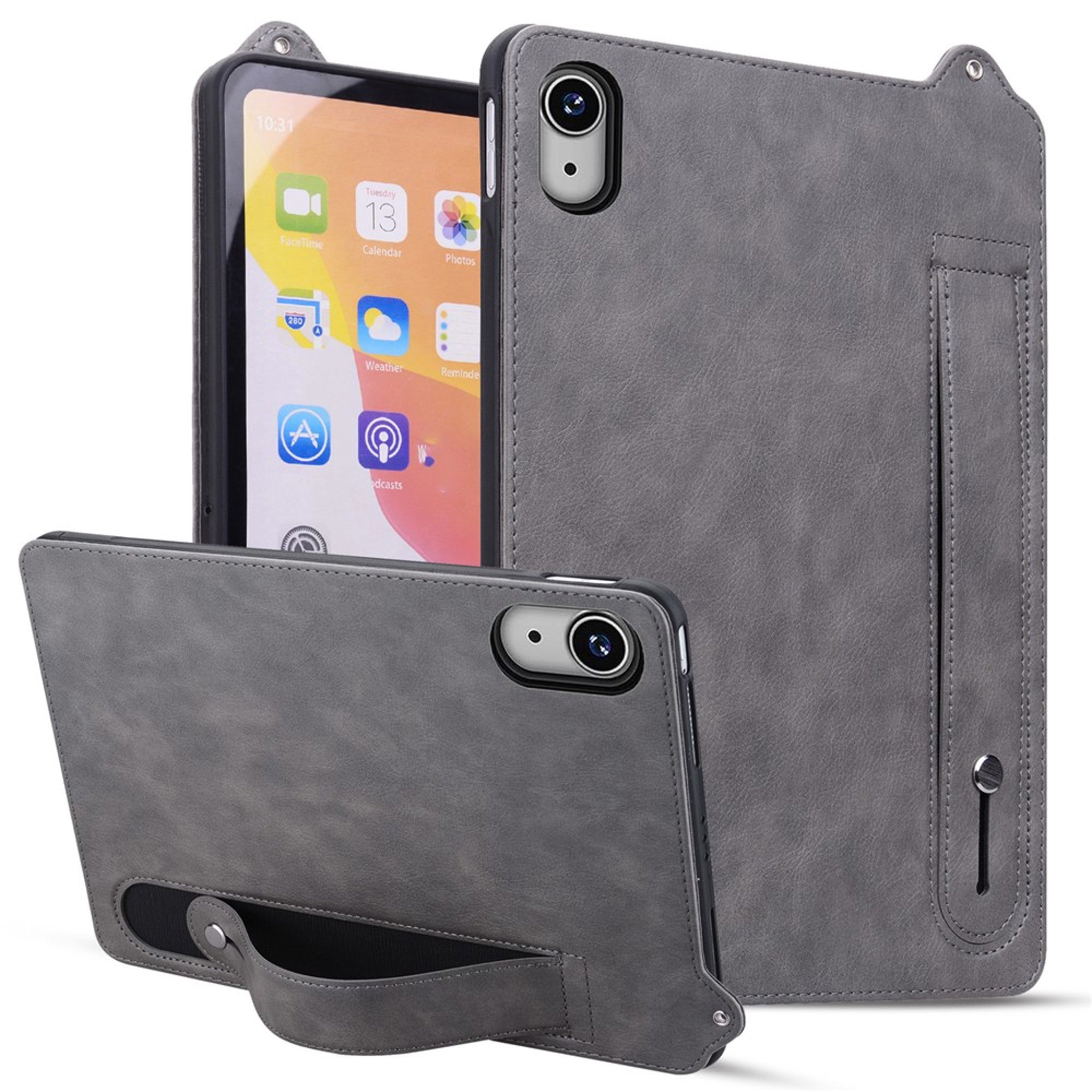 iPad Mini (2026) 8. Gen. EIDERWOOD Kunstlæder Bagside Cover m. Strop - Grå