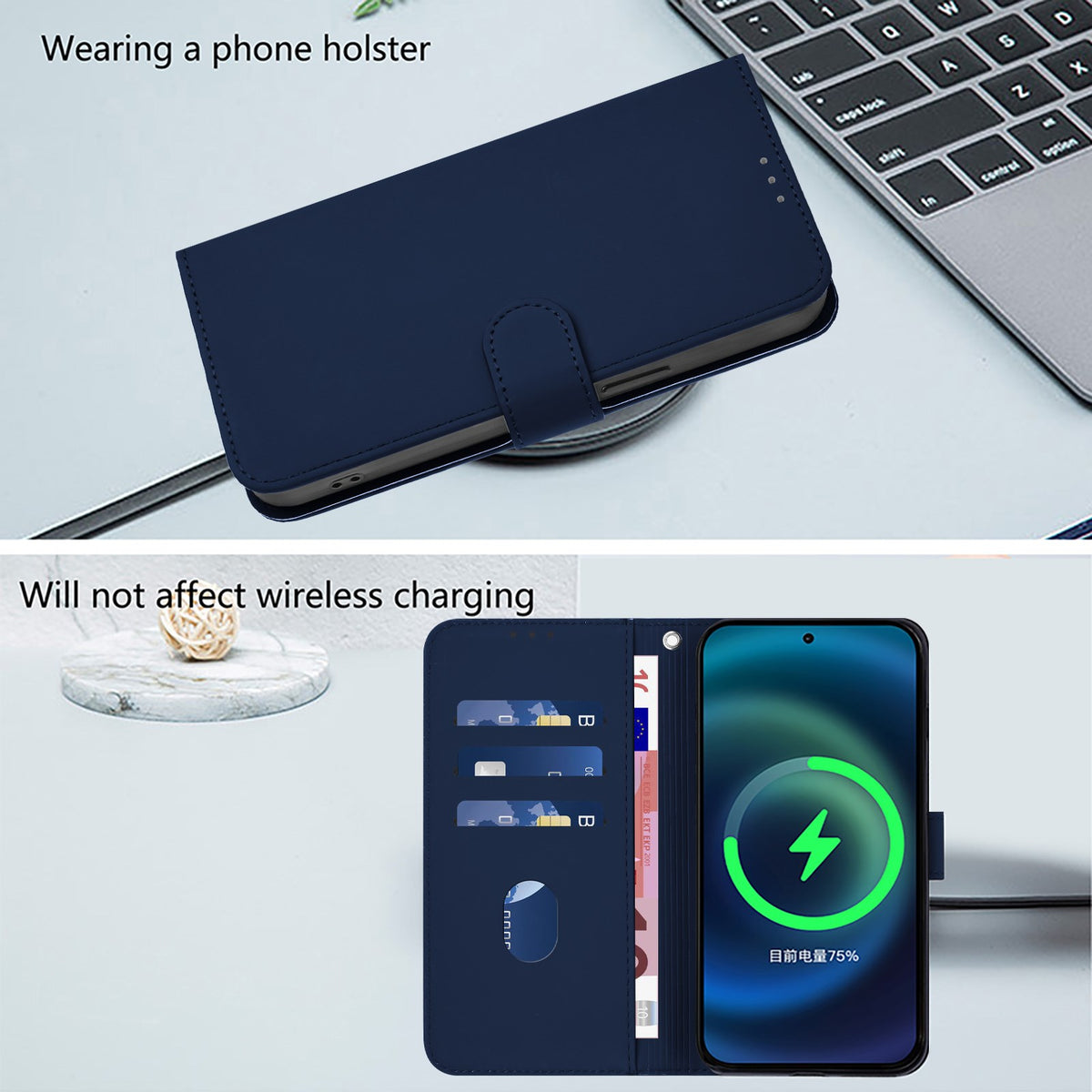 Xiaomi Redmi Note 17 (5G) EIDERWOOD Kunstlæder Flip Cover m. Strop & Kortholder - Blå