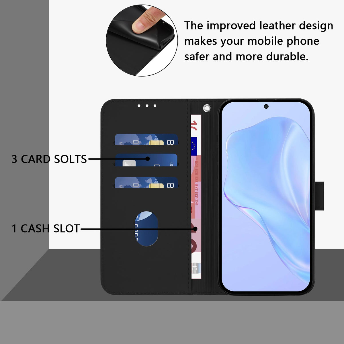 EIDERWOOD Xiaomi Redmi 17C (5G) Kunstlæder Flip Mobil Cover m. Strop - Sort