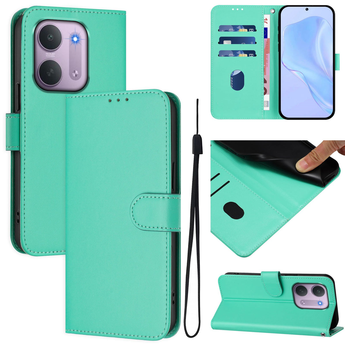 EIDERWOOD Xiaomi Redmi 17C (5G) Kunstlæder Flip Mobil Cover m. Strop - Turkis